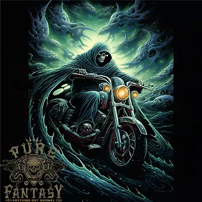 Buy Skull Biker Motorcycle Motorbike Grim Reaper 17 Mens T-Shirt 100% Cotton • 10.75£