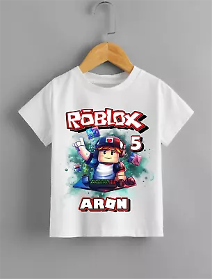Buy ROBLOX GAMING Personalised Birthday T Shirt Kids Boys   Fun Tee T-Shirt Top • 12.99£