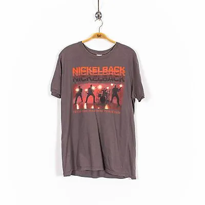 Buy Nickelback Feed The Machine Tour 2018 Brown Short Sleeve Shirt Mens L • 30.32£
