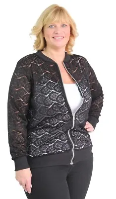 Buy New Ladies Plus Size Floral Lace Effect Lightweight Fashion Bomber Jacket 14-28 • 16.99£