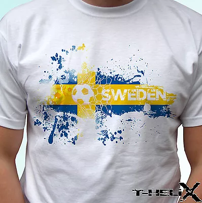 Buy Sweden Football Flag - White T Shirt Top Design - Mens Womens Kids Baby Sizes • 9.99£