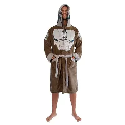 Buy Star Wars: The Mandalorian Bounty Hunter Hooded Bathrobe For Adults | One Size • 56.69£