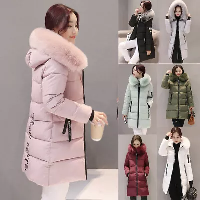 Buy Women Winter Warm Long Jacket Fur Hooded Parka Ladies Coat Outwear Collar • 26.02£