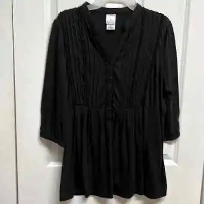 Buy JMS Black Mid Sleeve 1/2 Button Up Rayon Blend Tunic Top Size 1X / 16W • 15.12£