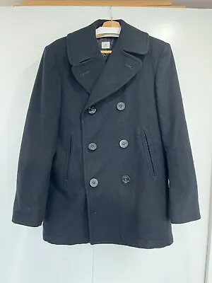 Buy Vintage VTG Black Naval Peacoat Size 36R Size Small Great Condition • 44.99£