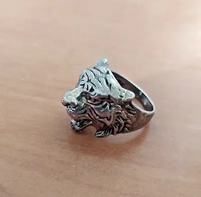 Buy Ancient Viking Sterling Silver Ring Tiger Engraved Size 9 • 43.37£