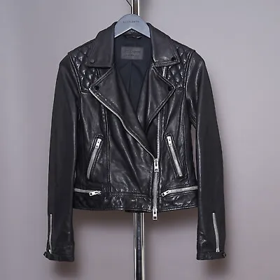 Buy ALL SAINTS Womens CONROY Leather Jacket UK 10 US 6 EU 38 BLACK Celebrity Biker • 199.99£