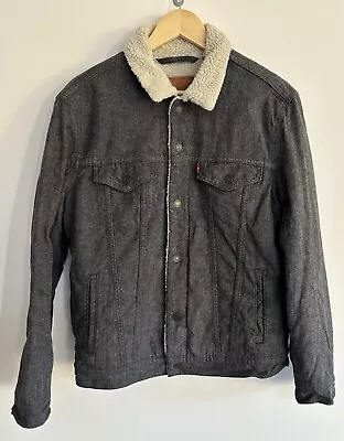 Buy Levi’s Sherpa Trucker Denim Jacket Grey/blue Soft Cotton Jersey Finnish Medium • 42.99£