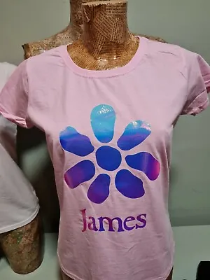 Buy James Ladies T Shirt Top PINK And Iridescent Logo The Band Tim Booth Laid • 13.99£