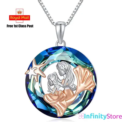 Buy Sisters Mother Daughter Pendant Mermaid Necklace Silver Chain Womens Jewellery • 5.69£