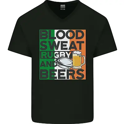 Buy Blood Sweat Rugby And Beers Ireland Funny Mens V-Neck Cotton T-Shirt • 11.99£