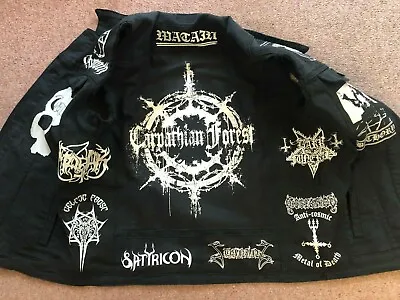 Buy Black Metal Battle Jacket Cut-Off Denim Vest Darkthrone Watain Mayhem Archgoat • 176.66£