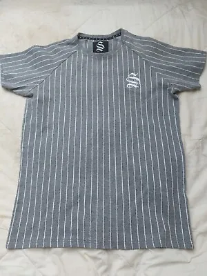 Buy Sinners Attire Men’s Grey Pinstripe 100% Cotton T-Shirt Size L Round Neck • 12£