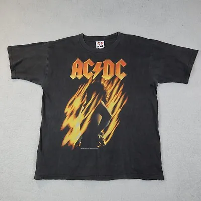 Buy Vintage 1998 ACME ACDC AC/DC Bonfire Size XL Black Faded T-Shirt - READ • 94.86£