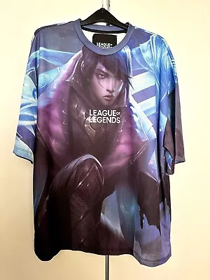 Buy Bershka/ Riot Games Baggy League Of Legends Blue/Purple Airtext T-Shirt • 29£