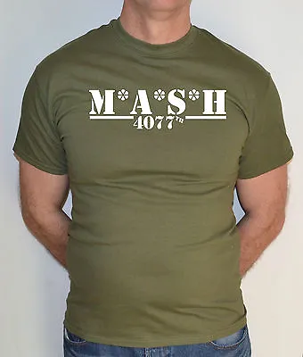 Buy Mash 4077, Us Army,tv And Film ,white And Black Logos, Military, Combat T-shirt  • 14.99£