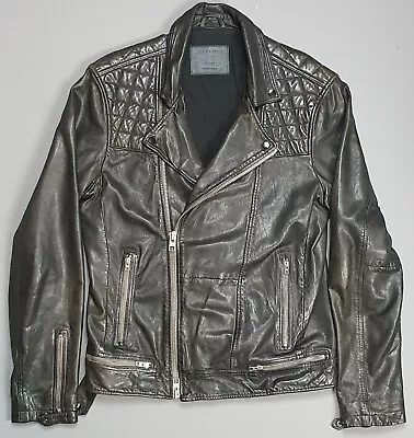 Buy Allsaints Retro Conroy Biker Punk Bomber Full Zip Leather Jacket Size Large Mens • 150£