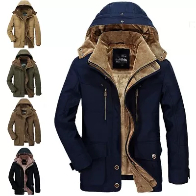 Buy Mens Winter Warm Coat Long Sleeve Thicken Jacket Men Casual Fleece Lined Holiday • 50.99£