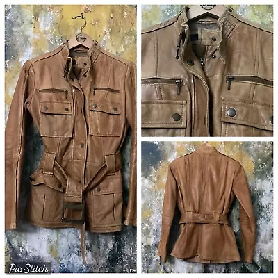 Buy Womens Jacket Brown Leather Zara Belted Unique Real Suede Worn On Film Inc Uk Pp • 85£
