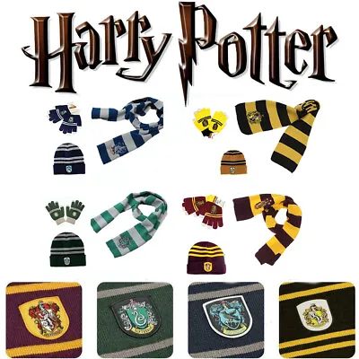 Buy Harry Potter Scarf Gryffindor-Slytherin-Hufflepuff-Raveclaw Kint Glove Gifts • 4.55£