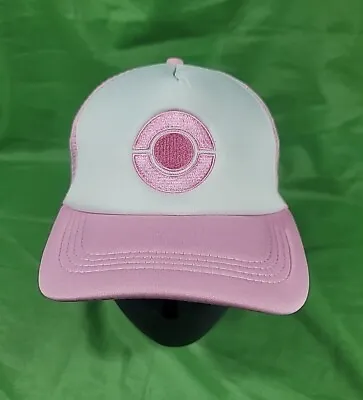 Buy Pink & White Embroidered Pokemon Team Trainer Hat Anime Trucker Snapback Go Logo • 14.13£
