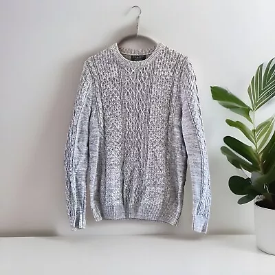 Buy Primark Grey Cotton Mix Cable Knit Jumper. Size M. Pit To Pit 20” Preppy Hipster • 8£