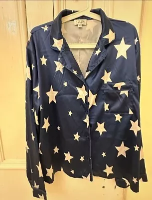 Buy In The Style Satin Blue With White Stars Pyjamas Size 20 • 8£