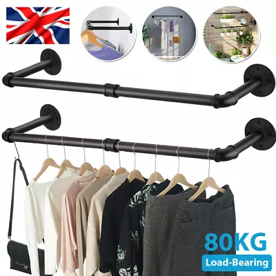 Buy Industrial Pipe Clothes Rack 92cm Wall Mounted Detachable Garment Hanging Rail • 9.99£