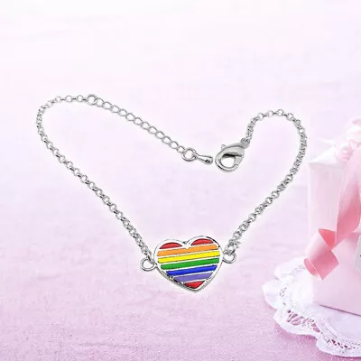 Buy Unisex Colorful Bracelet Rainbow Heart Apparel Accessory Lace Gift Miss • 10.35£