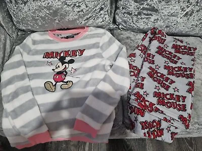 Buy Womens Mickey Mouse Fluffy Pyjamas Size 10-12 • 0.99£