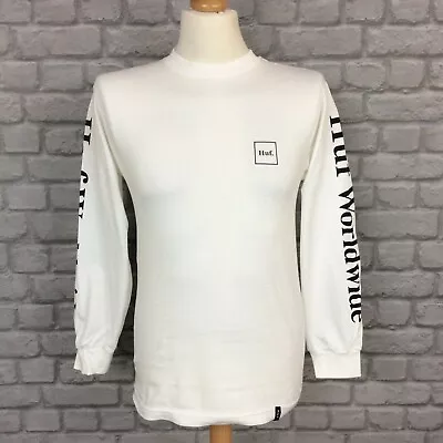 Buy Huf Mens Uk S White Domestic Box Logo Long Sleeve Top T-shirt Tee Rrp Â£40 Ad • 2.46£