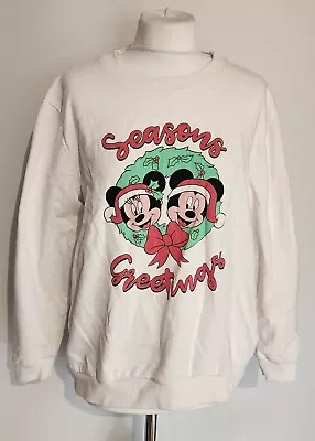 Buy Disney Christmas Mickey Women's Pullover Large White Cotton Blend • 13.59£