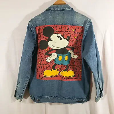Buy Mickey Mouse & Co Disney Size L Graphic Back Denim Blue Jean Jacket Forever 21 • 38.42£