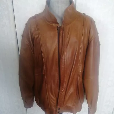 Buy Country Coats Mens Brown Tanned Leather Jacket UK Size Large • 20£