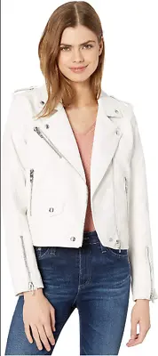 Buy Blank NYC Faux Leather Moto Jacket Size Medium Ivory Vegan Friendly (001) • 49.34£