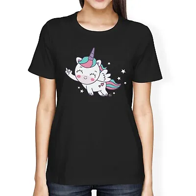 Buy 1Tee Womens Loose Fit Unicorn Giving Middle Finger  T-Shirt • 7.99£