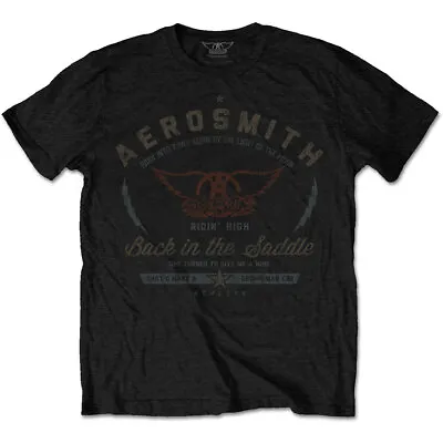 Buy Aerosmith T-Shirt Back In The Saddle Band New Black Official • 14.95£