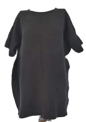 Buy COS Jumper Dress Black 100% Wool Fine Knit Oversized Tunic Sweater Size M • 34.99£
