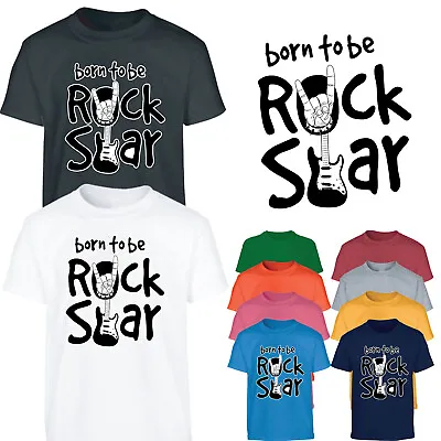 Buy Born To Be A Rock Star Boys T-Shirt Music Guitar Rock N Roll Girls Kids Gift • 7.99£