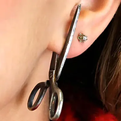Buy Fashion Punk Scissors Ear Stud Earrings Alloy Earring Cool Jewellery Woman Men • 3.11£