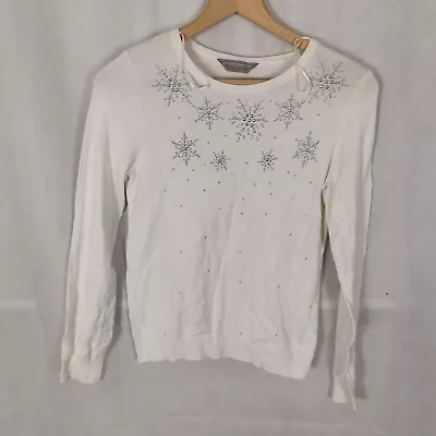 Buy Ladies Jumper Size 8 Dorothy PERKINS White Star Thin Knit Lightweight Christmas  • 19.99£