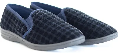 Buy Gents Black Indoor Mens Easy Slip On Comfy Fitting Hard Sole Slippers Shoes Size • 10.90£