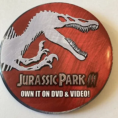 Buy Jurassic Park III 3 Movie Merch Collector DVD VHS Release Button Pin Badge • 2.79£