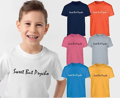 Buy Psycho But Sweet Girls Boys T-Shirt Slogan Top Round Fashion Plus Neck Tshirt • 7.99£