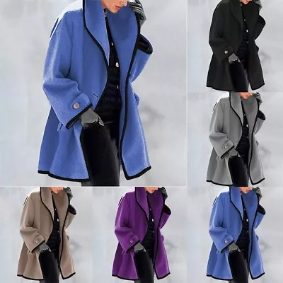 Buy Stylish Women's Woolen Trench Jacket Button Up Hooded Overcoat For Cold Season • 19.16£