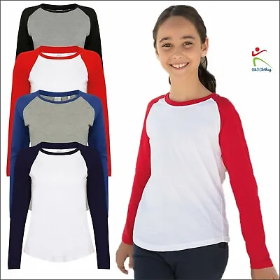 Buy SF Childrens Long Sleeve Baseball T T-Shirt Casual Sports Raglan Tee Shirt TOP  • 8.77£