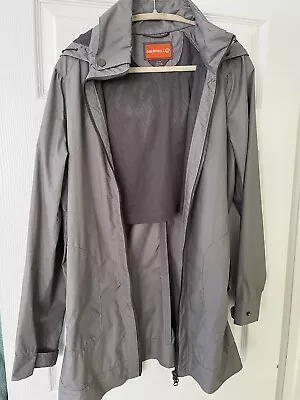 Buy Merrell Womens SelectDry L/S Hooded Jacket Rain Coat Gray Full Zip Size L • 32.77£