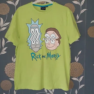 Buy Rick And Morty T Shirt XL 100% Cotton 44inch Chest Yellow Crew Neck Summer • 9.99£