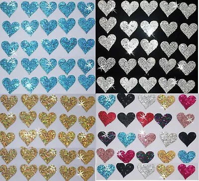 Buy FABRIC SEQUIN 20mm HEARTS IRON-ON DIY TSHIRT TRANSFER PATCH CARD MAKING TOPPER • 6.99£
