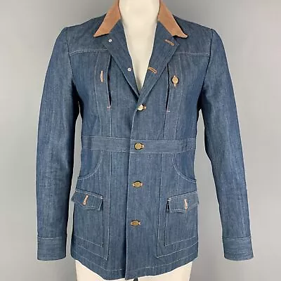 Buy AMERICAN HIGHWAY Size M Blue Contrast Stitch Cotton Denim Jacket • 137.45£